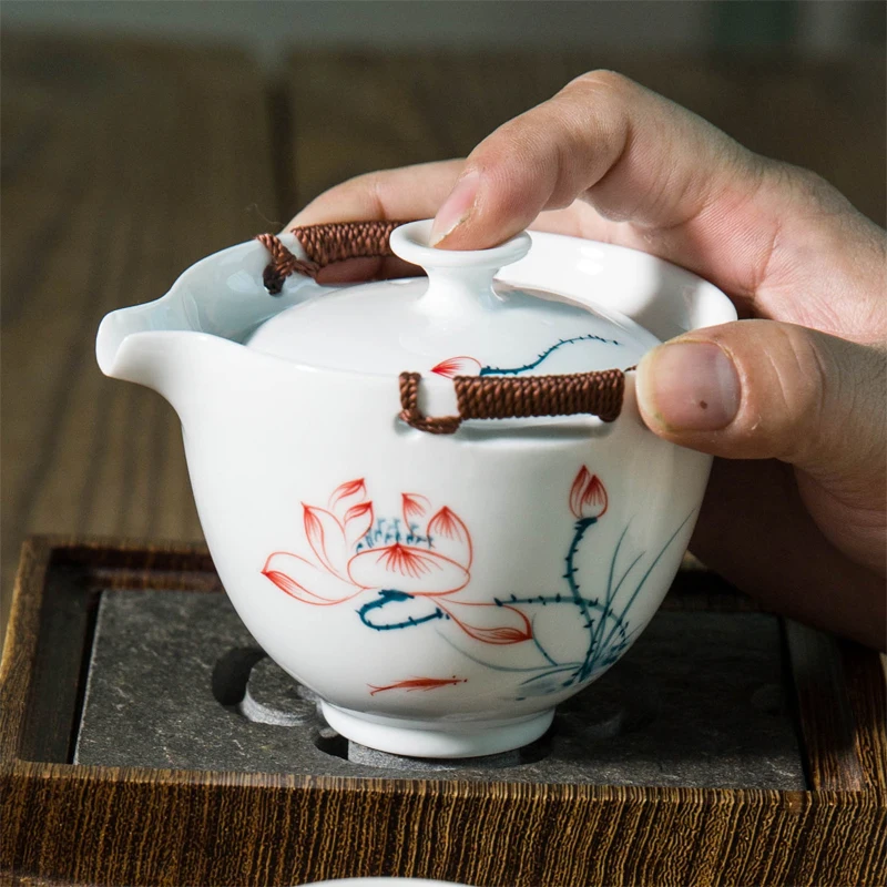 Чайная чаша Gaiwan, 190 мл, ручная роспись, чайная посуда, контейнер, мастер-чашка, керамическая чайная супница, посуда для напитков, чайный горшок, чашки, украшения, ремесла