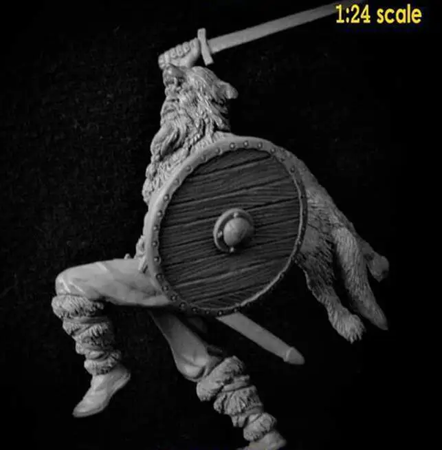 

Unassambled 1/24 75mm ancient warrior with base Resin figure miniature model kits Unpainted