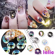 5 pçs anel de anjo cristal strass camaleão diamantes coloridos sereia aurora 3d decorações vidro glitter manicure acessórios(China)