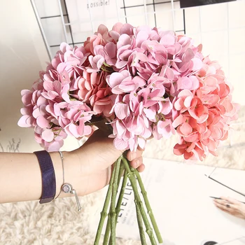 

New 1 Bouquet Wedding Flower Family Hydrangea Flower Home decoration Handmade Party ornament Artificial flower