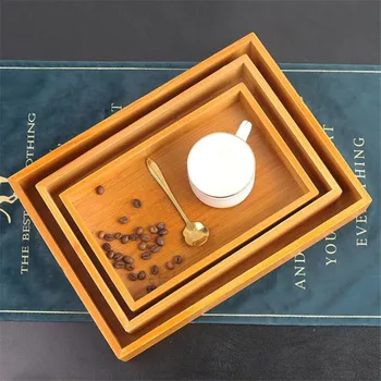 

Retro Wooden Rectangular Tray Restaurant Coffee Table Desktop Multi-function Dried Fruit Tray Trays Decorative Plateau Bandeja