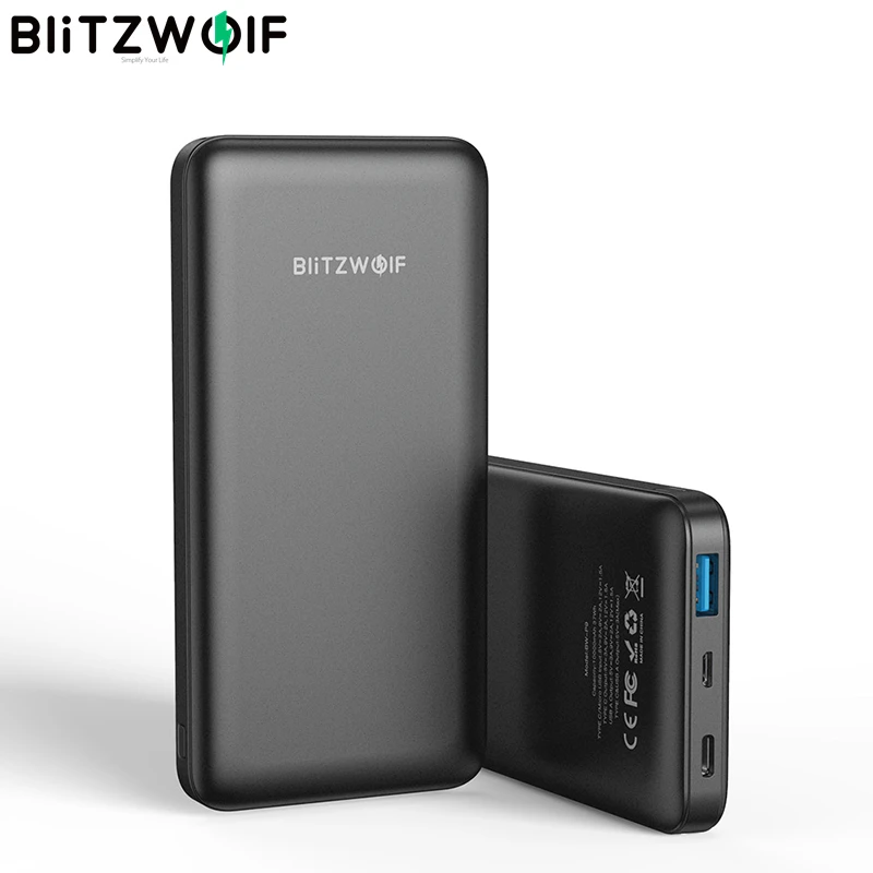 BlitzWolf BW-P9 18W 10000mAh USB PD QC 3.0 Power Bank Type C Fast Charging Dual for iPhone 12 Pro Max for Xiaomi for Huawei 10000 mah