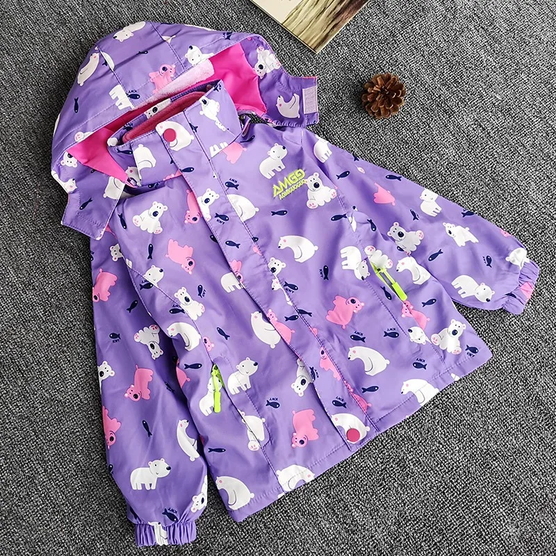 Purple Новинка года, теплое и ветрозащитное пальто для девочек, с отстегивающимся капюшоном зимняя куртка пальто для девочек - Цвет: Purple