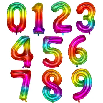 

20 50pcs 40inch Jelly New Rainbow Number Foil Balloons Happy Birthday Wedding Party Decoration Adult Colorful Unicorn Balloons