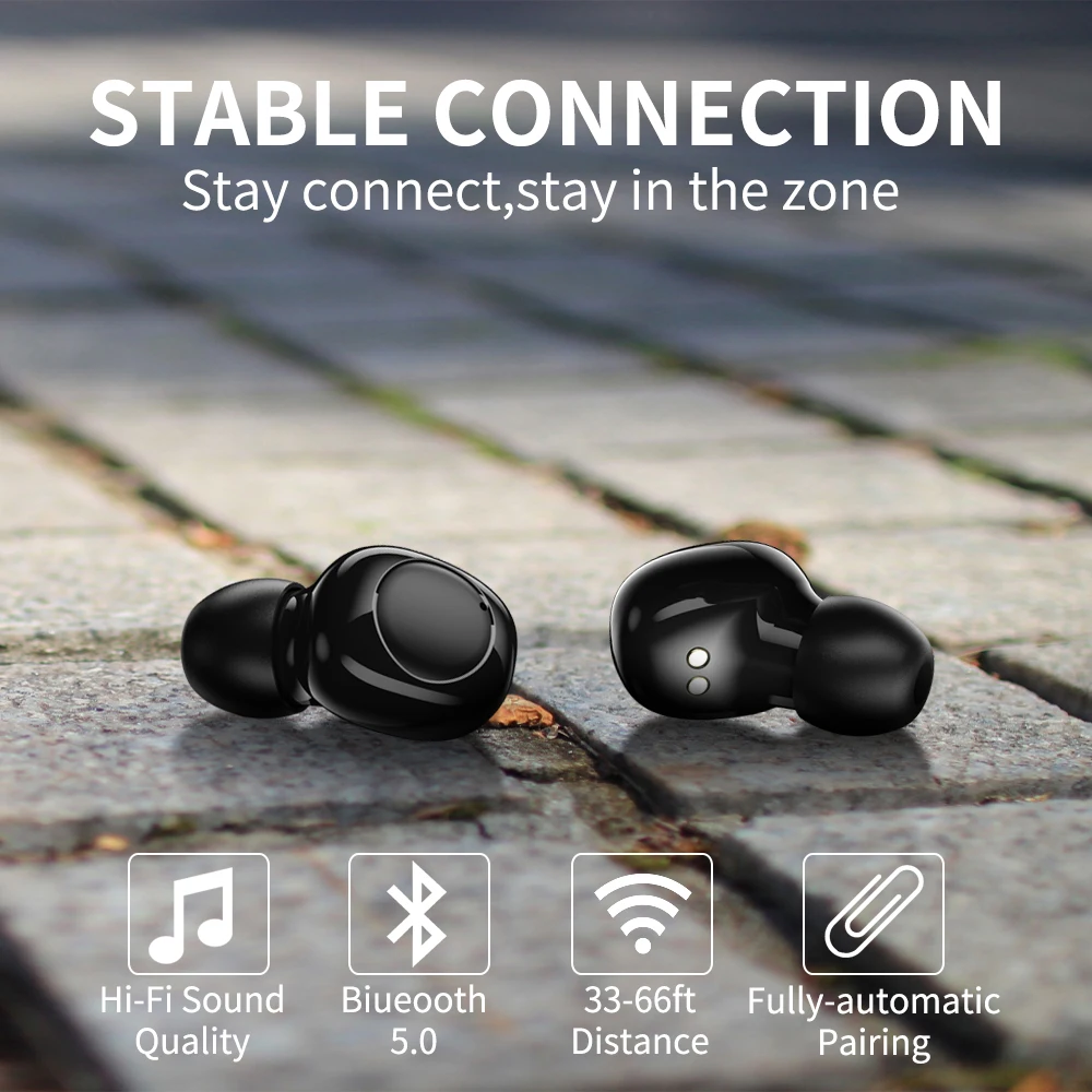 IWALK Mini TWS Bluetooth V5 0 LED Clock Earphones Wireless 9D Hifi Sports Earphone IPX4 Waterproof Headset Earbuds Microphone