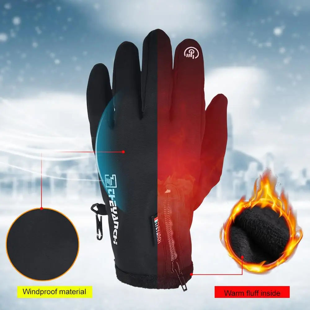 Unisex winter non-slip wool warm waterproof full finger touch screen gloves outdoor sports waterproof wind screen induction 20N4