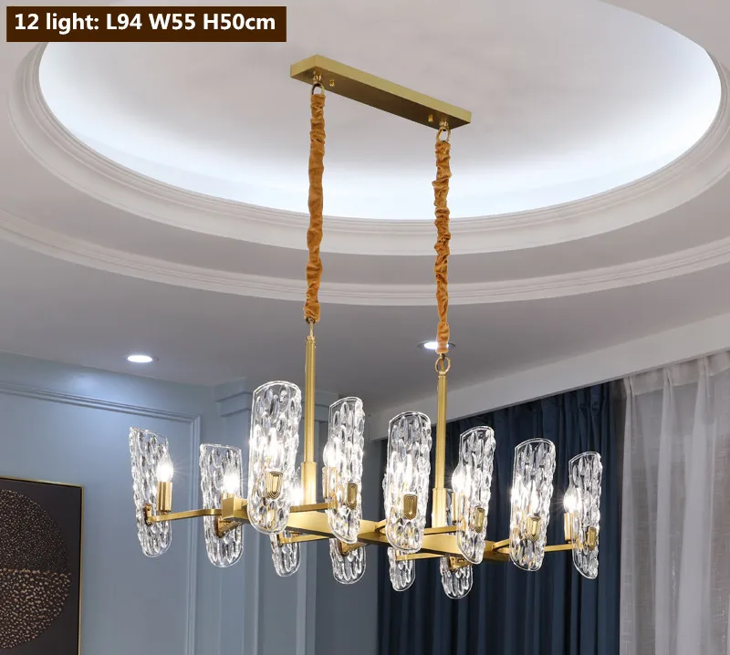 style C 12 light Современная роскошная медная светодиодная цепь для люстры E14, подвесная Регулируемая Подвесная лампа для гостиной, люстра, освещение - Цвет абажура: style C 12 light