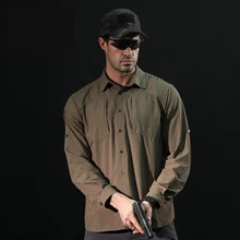 Мужская одежда в стиле милитари легкая армейская рубашка быстросохнущая тактическая рубашка Осенняя походная рыболовная рубашка с длинными рукавами рубашки в охотничьем стиле