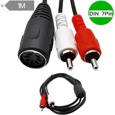 7-контактный DIN Женский кабель MIDI-2 Двойной RCA штекер аудио кабель