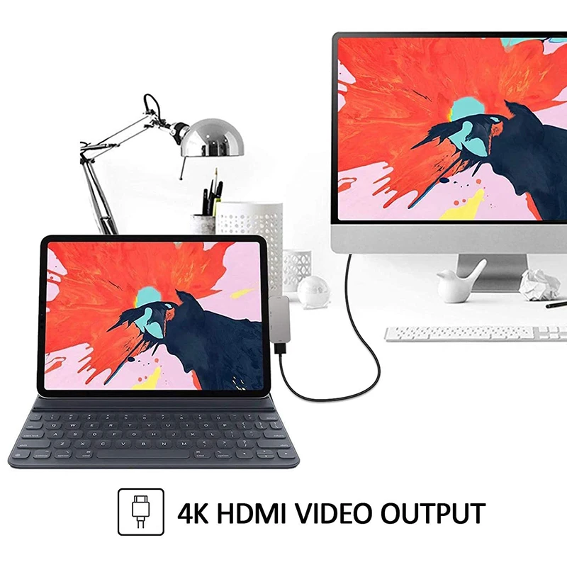 USB C HUB Adapter for iPad Pro 11 12 9 2020 2018 USB C to 4K HDMI Adapter with 3 5mm Headphone o Jack USB3 0