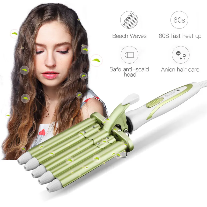 Professional 5 Barrel Hair Crimper Nano Titanium Ceramic Hair Curler Fast Heat Curling Iron Hair Waver Roller Perm Styling Tool