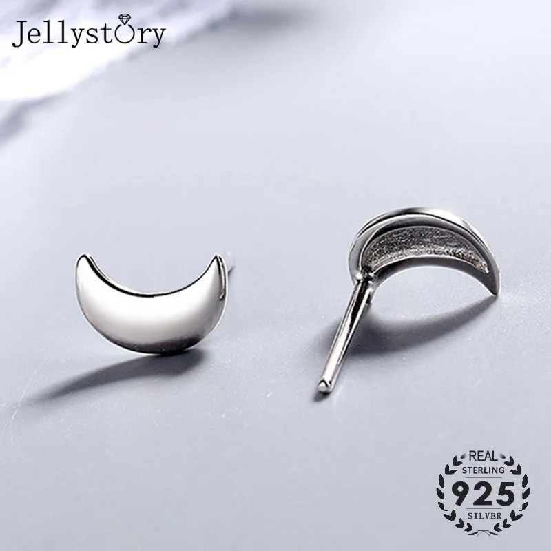 Jellystory 925 стерлингового серебра Луна Форма серьги со шпилькой для женщин модные