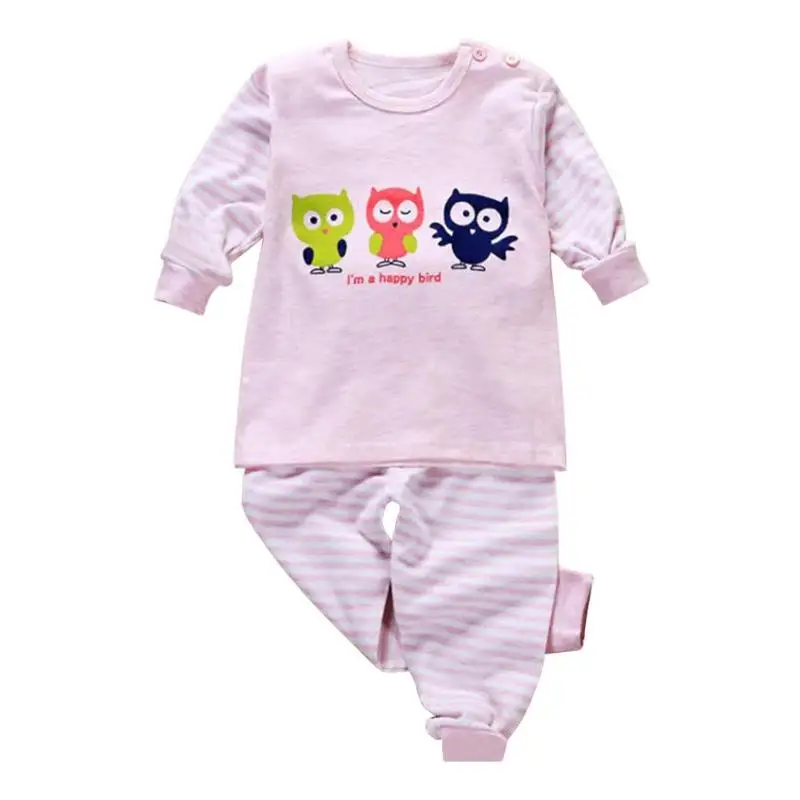 Light Pink B Комплект хлопковой одежды из 2 предметов для маленьких детей; Осенняя удобная мягкая рубашка в полоску с длинными рукавами и круглым воротником и брюки - Цвет: Light Pink B