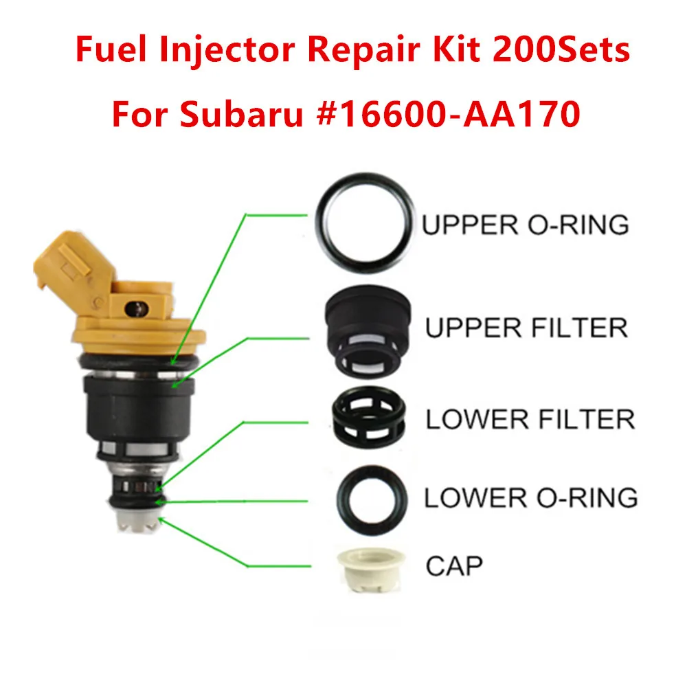 200 комплектов для Subaru, ремонтный комплект топливной форсунки для oem 16600-AA170 для 2003-06 EJ255 и EJ257 2,0 и 2.5L