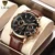 Watches Mens Top Brand Luxury Clock Casual Leathe 24Hour Moon Phase Men Watch Sport Waterproof Quartz Chronograph+Box 8
