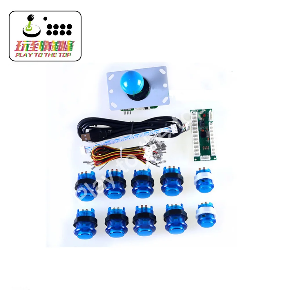 1 плеер DIY Kit 28 мм Светодиодная Кнопка копия Sanwa Джойстик Зоро датчик с переходником платы