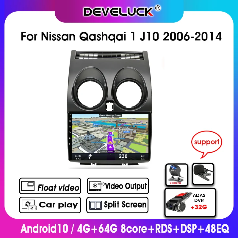 

Android 10.0 4G+64G Car Radio 2 Din 4G+Wifi GPS Navigation Multimedia Video Player For Nissan Qashqai 1 J10 2006-2014 Car Player