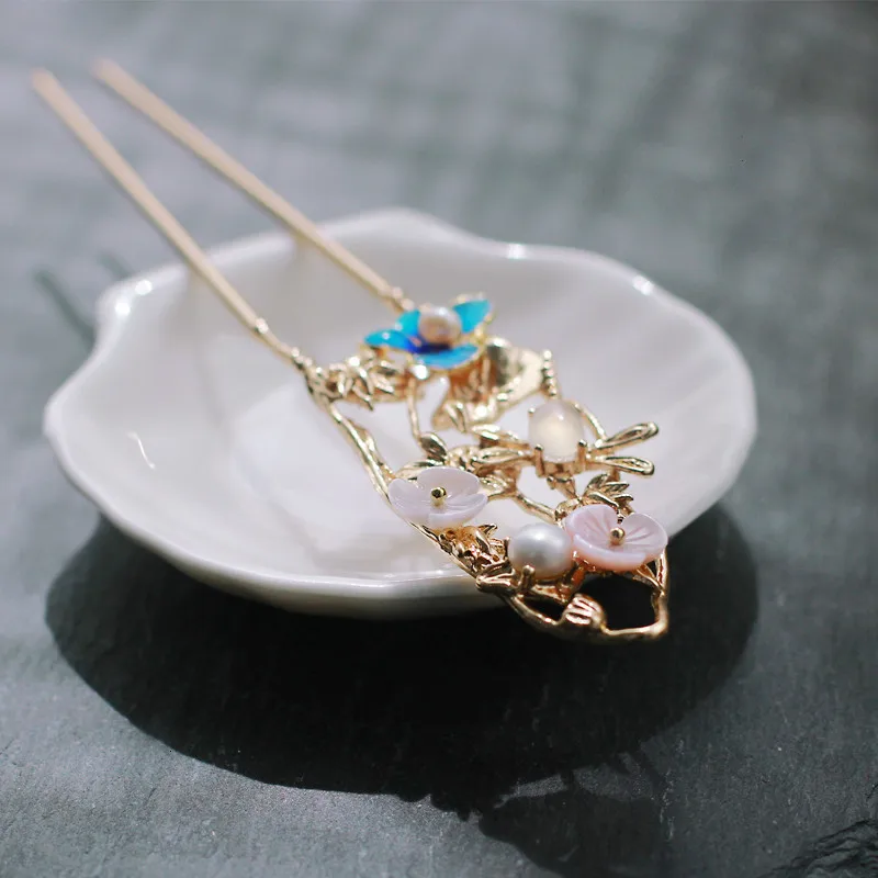 Оригинальные дизайнерские шпильки в форме листа лотоса жемчужные аксессуары для