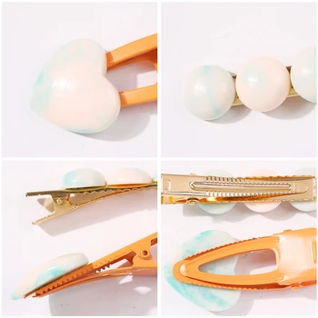 

Creative Set Love Resin Barrettes Alloy Hairclip Fashion Side Clip BB Clip Hair Accessories Female Headdress Styling Tools