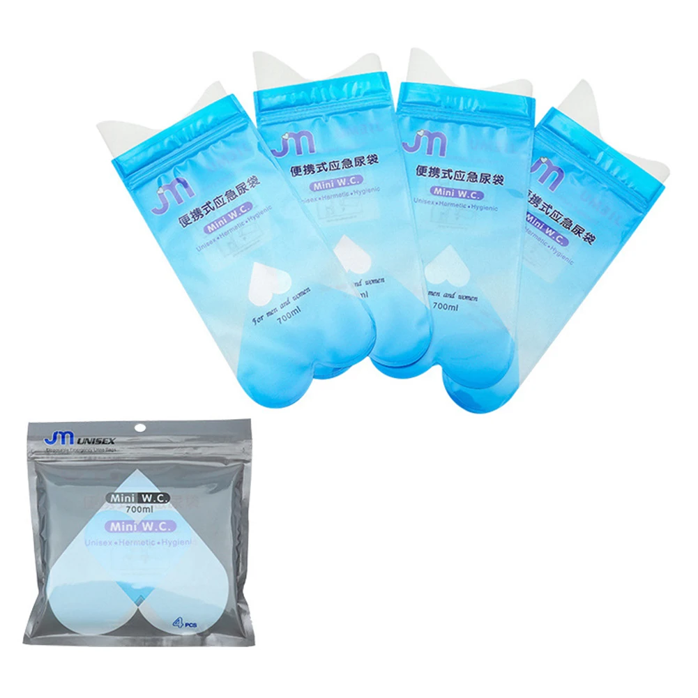 4pcs Piss Bags Travel Mini Mobile Toilet Disposable Urinal Portable Pee Bags for Travel Traffic Jam Car Emergency disposable urine bag
