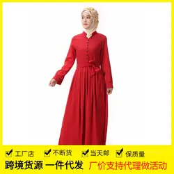 Новый стиль, модное облегающее мусульманское женское платье, длинный рукав, корсет, длинное платье, импортная льняная юбка, перекрестная