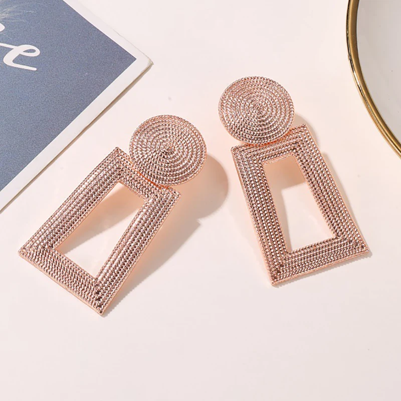 01 rose gold Модные массивные серьги-капли для женщин, массивные большие геометрические металлические серьги, Женские Висячие серьги, современные ювелирные изделия - Окраска металла: 01 rose gold