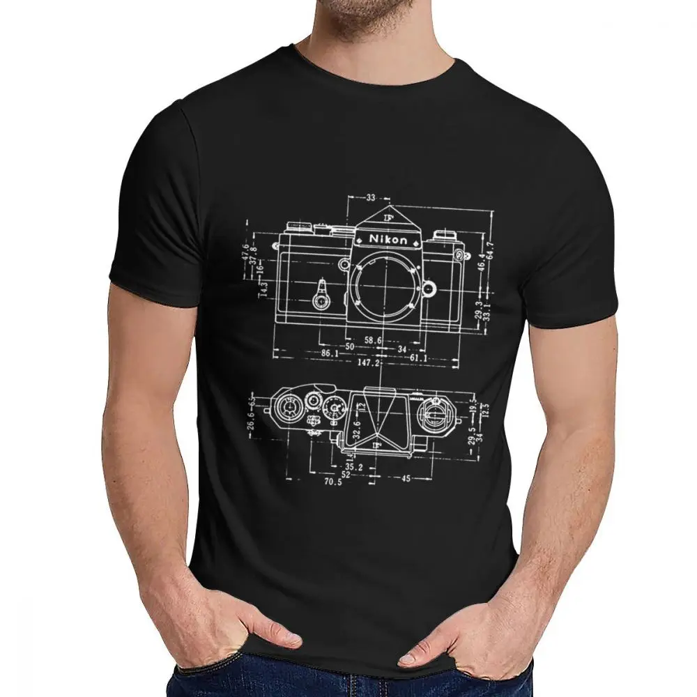 Crewneck ВИНТАЖНАЯ фотография Nikon Blueprint футболка хип хоп унисекс Удобная La Camiseta S-6XL - Цвет: Черный