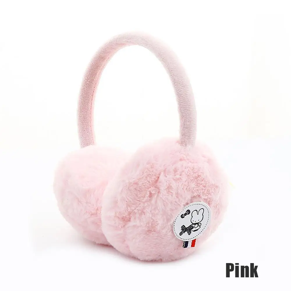 Rabbit-Pink-Kid Детские теплые зимние наушники с котом; женские милые плюшевые наушники для девочек; Детская повязка на голову; круглые наушники - Цвет: Rabbit-Pink-Kid