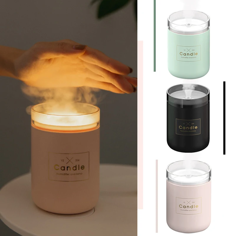 2019Ultrasonic Air Humidifier Candle Romantic Soft Light USB Essential Oil Diffuser Car Purifier Aroma Anion Mist Maker Hydratio