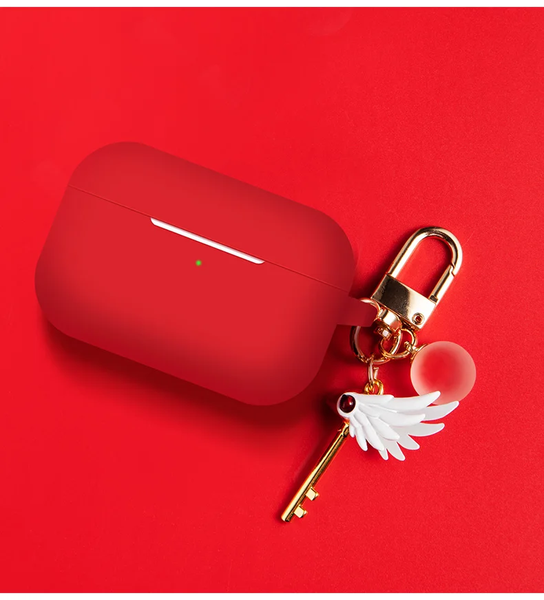 red Японский аниме мультфильм 3D карты Captor Брелок «Сакура» силиконовый Bluetooth беспроводной Чехол для наушников для Apple AirPods pro 3 крышка - Цвет: red