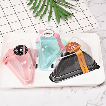 

50pcs Creative PET transparent plastic boxes baking packaging cake dessert box birthday party favors gift boxes with stickers