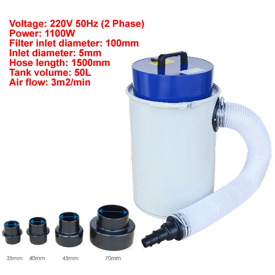 

50L 220V Woodworking Vacuum Cleaner Wood Dust Collector for CNC Woodworking Engraving Machinery