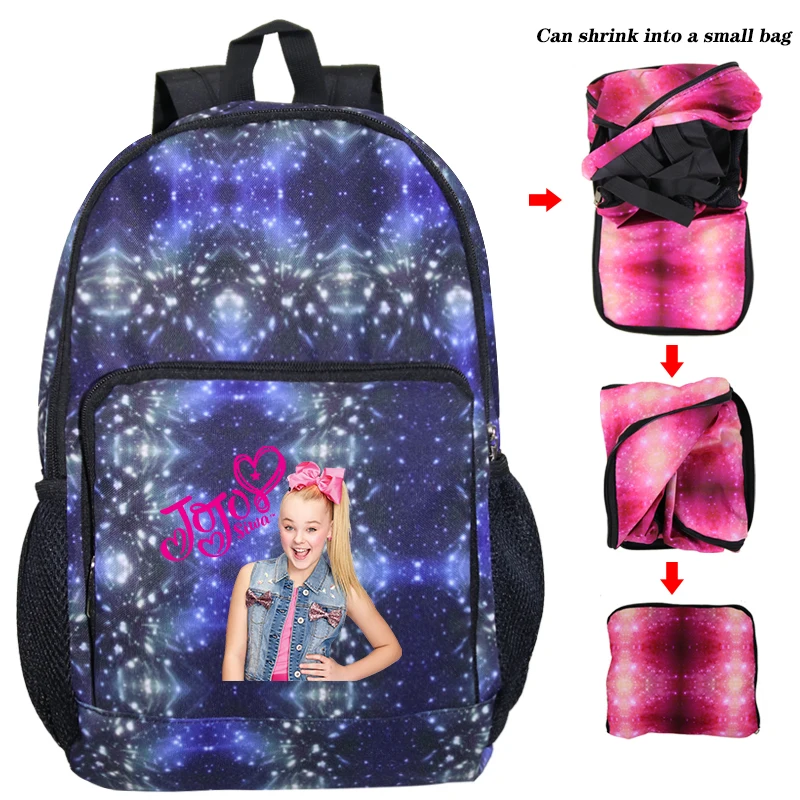 

Cute Jojo Siwa Galaxy Backpack for Teenager Boys Girls Foldable School Bag Travel Bag Large Capacity Backpack