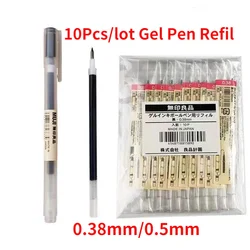 MUJIs – recharge de stylo à bille à encre Gel, 0.38mm/0.5mm, noir/bleu/rouge, école, bureau, étudiant, Signature, papeterie, 10 pièces 