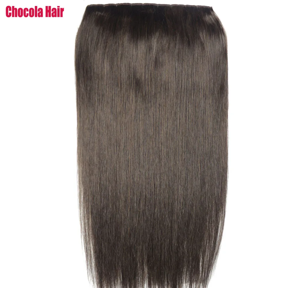 Chocala 20"-28" Machine Made Remy Hair 80g One Piece Set With 5 Clips In 100% Brazilian Human Hair Extensions 1pcs Straight