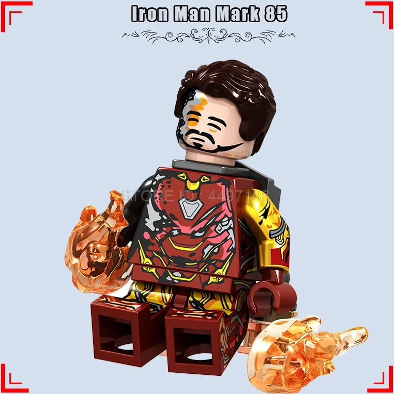 Tony Stark Капитан Америка Marvel Мстители повреждения Железный человек Kingpin Crossbone Quicksilver красный череп танос строительные блоки игрушки - Цвет: Iron Man Mark 85