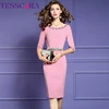 TESSCARA – Robe de luxe à perles pour femmes, tenue de fête élégante de haute qualité, tenue de Cocktail au bureau, crayon rose de styliste ► Photo 2/3
