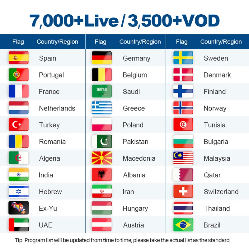 IPTV Germany France Arabic 1 Year MAGNUM Code IPTV Spain M3u Subscription Turkey Android Mag IOS Enigma2 Smart Tv Smarters IP TV