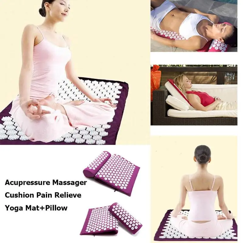 Massager Yoga Mat Massage Pillow Cushion Acupressure Relieve Stress Body Neck Back Pain Spike Mat Pain Relief Muscle Relaxation