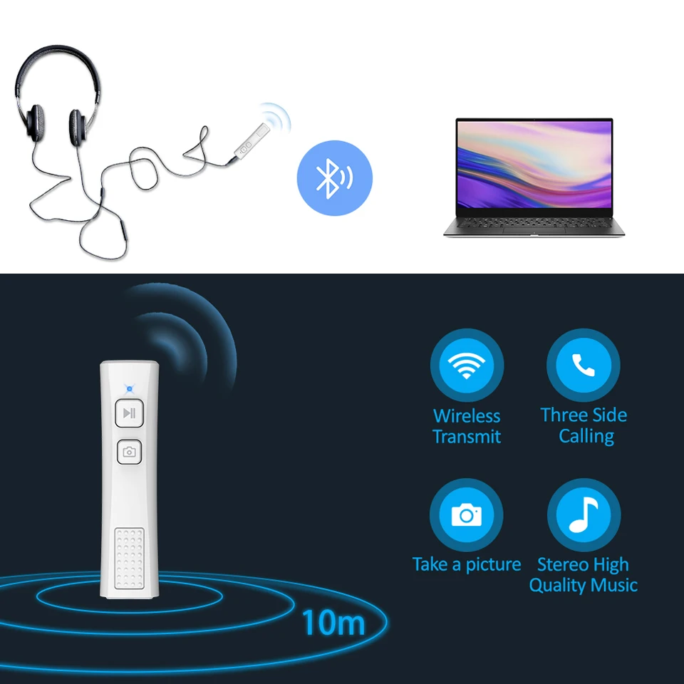 Зажим для ручки Bluetooth 5,0 музыкальный аудио приемник Мини 3,5 мм разъем AUX автомобильный адаптер Громкая связь для Xiaomi для фотографии гарнитуры Динамик