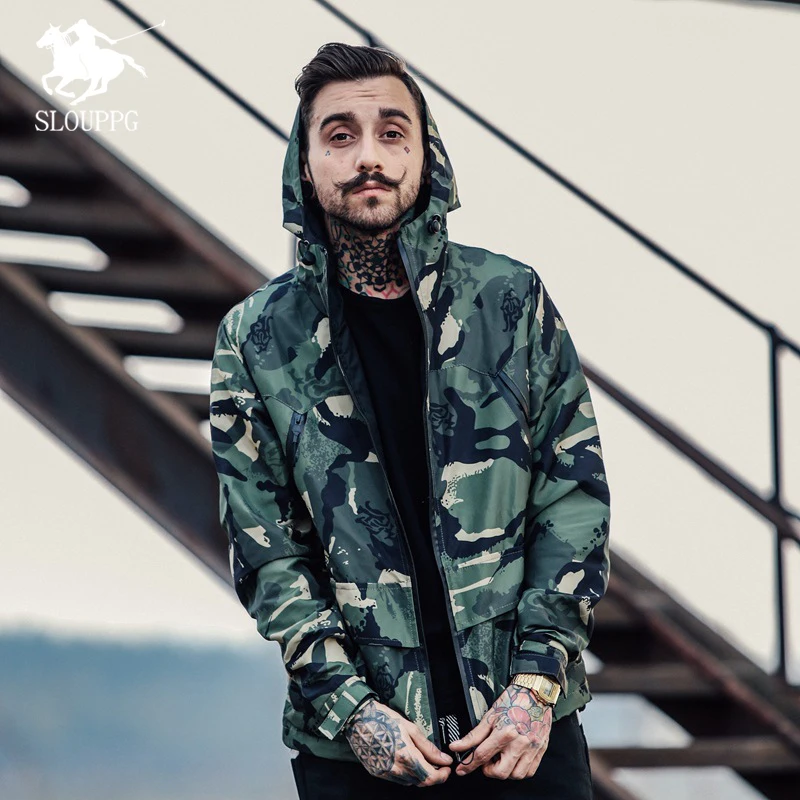 

2019 Spring Autumn Camouflage Windbreakers zipper mens Jackets Military Tactical Clothing Hiphop Streetwear Casual Jackets men