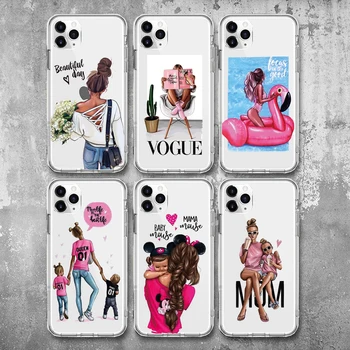 

Cute Girl Soft Phone Case For Apple iPhone 11 11Pro Max Baby Women Mom Silicone Cover For iPhone 6s 7 8 Plus 5S SE X XS XR Case