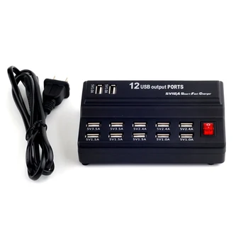 

12-Port USB Charger 5V 12A Table Smart Portable Travel Charging Station for iPhone Android Phone Tablet Digital Camera iPad