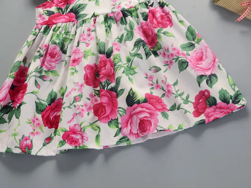 Girls Summer New Dress Flower Floral Pattern Baby Cotton Girl Dress Princess