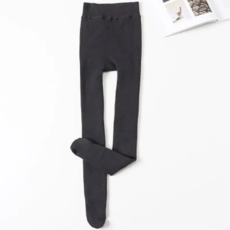 Women Autumn Winter Plus Velvet Skinny Solid Color Leggings Stretchy Elastic Pencil Pants High-Waist Leggings
