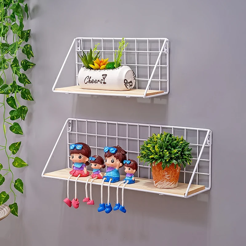 Креативная железная настенная полка Zakka для хранения в японском стиле корзина