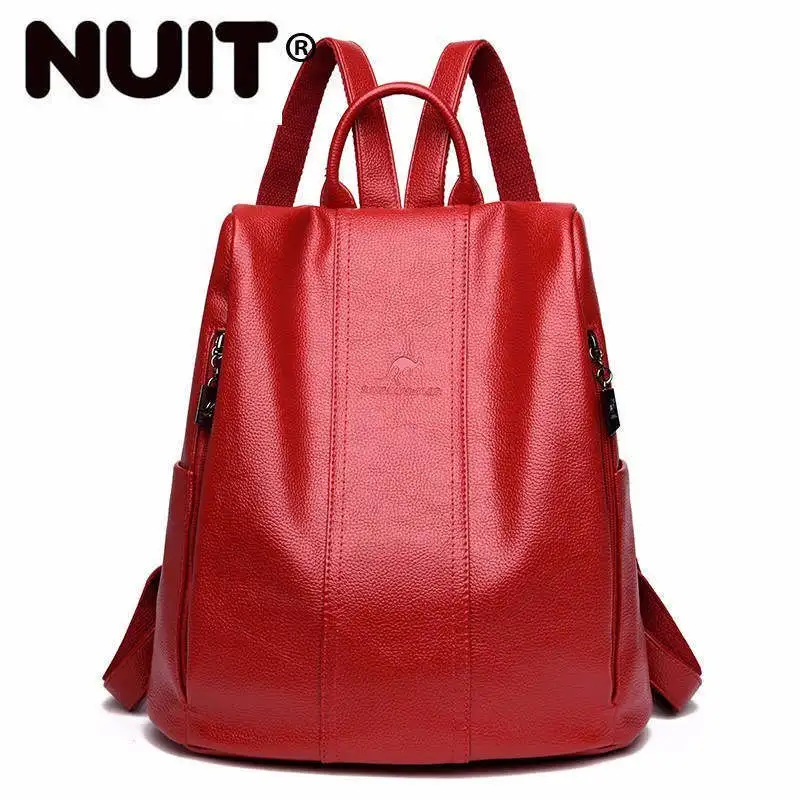 

Women Leather Backpacks High Quality Mochila Feminina Vintage Bagpack Solid Famous Luxury Brand Backpacks For Girls Sac A Dos