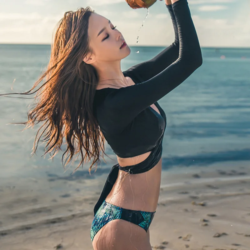 Новые товары в Корейском стиле с принтом кокосовых листьев Женский раздельный