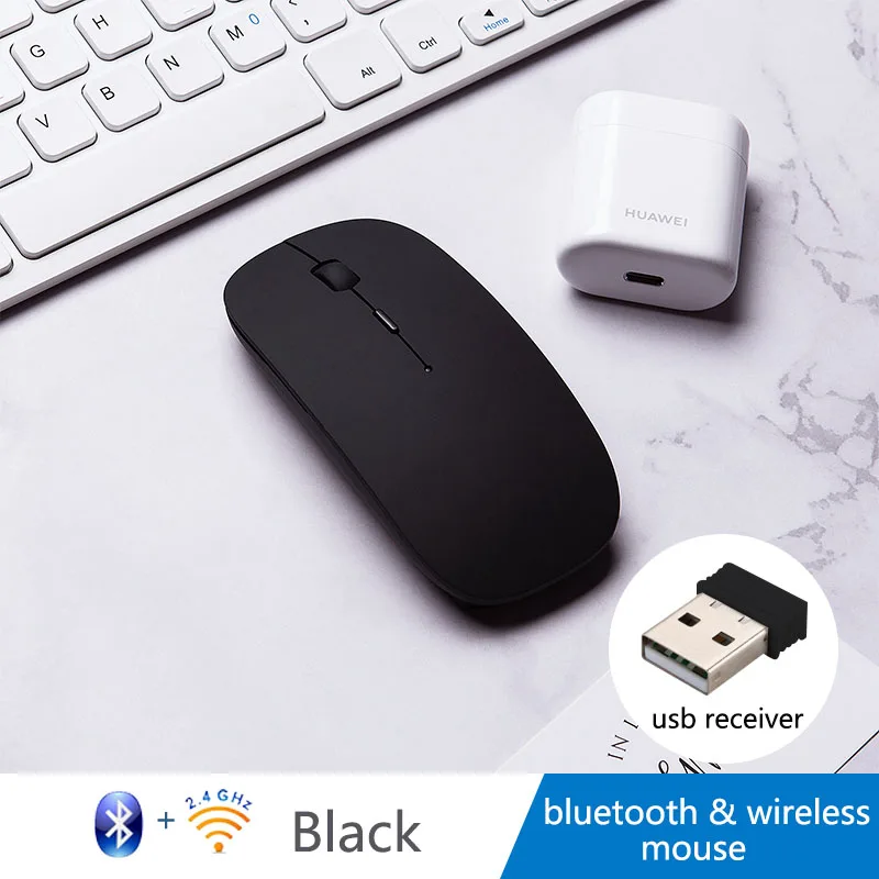 Новая эргономичная мышь Bluetooth беспроводная перезаряжаемая игровая мышь для Macbook Windows PC ноутбук Бесшумная беспроводная мышь - Цвет: black mouse