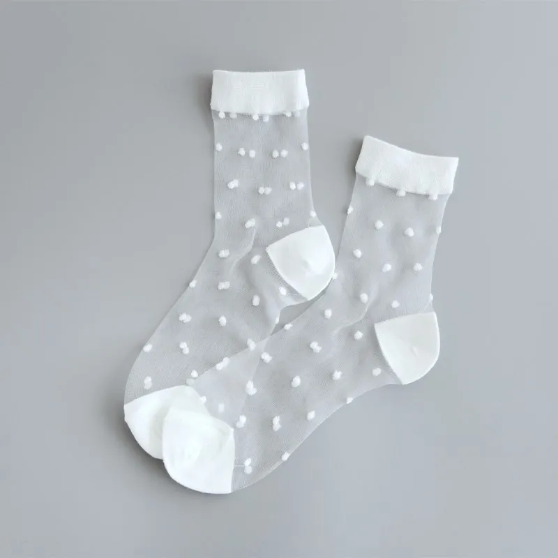 Женские носки cristal seda punto chica punto imprimir transparente verano zapatillas invisibles calcetines mujer harajuku fuzzy - Цвет: pattern type	solid3